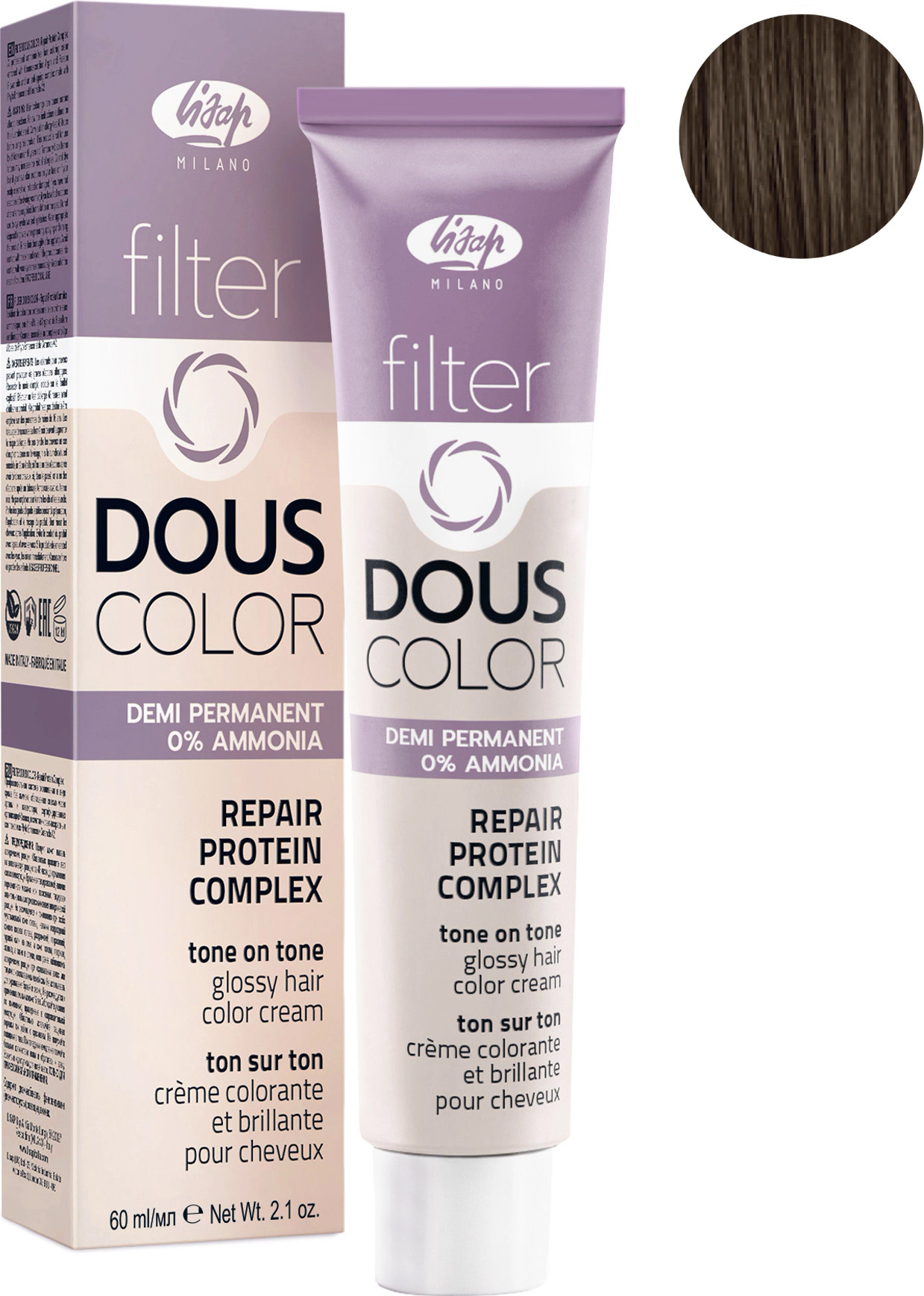 Крем-краска для волос Lisap Filter Dous Color тон 7/0 (60мл)