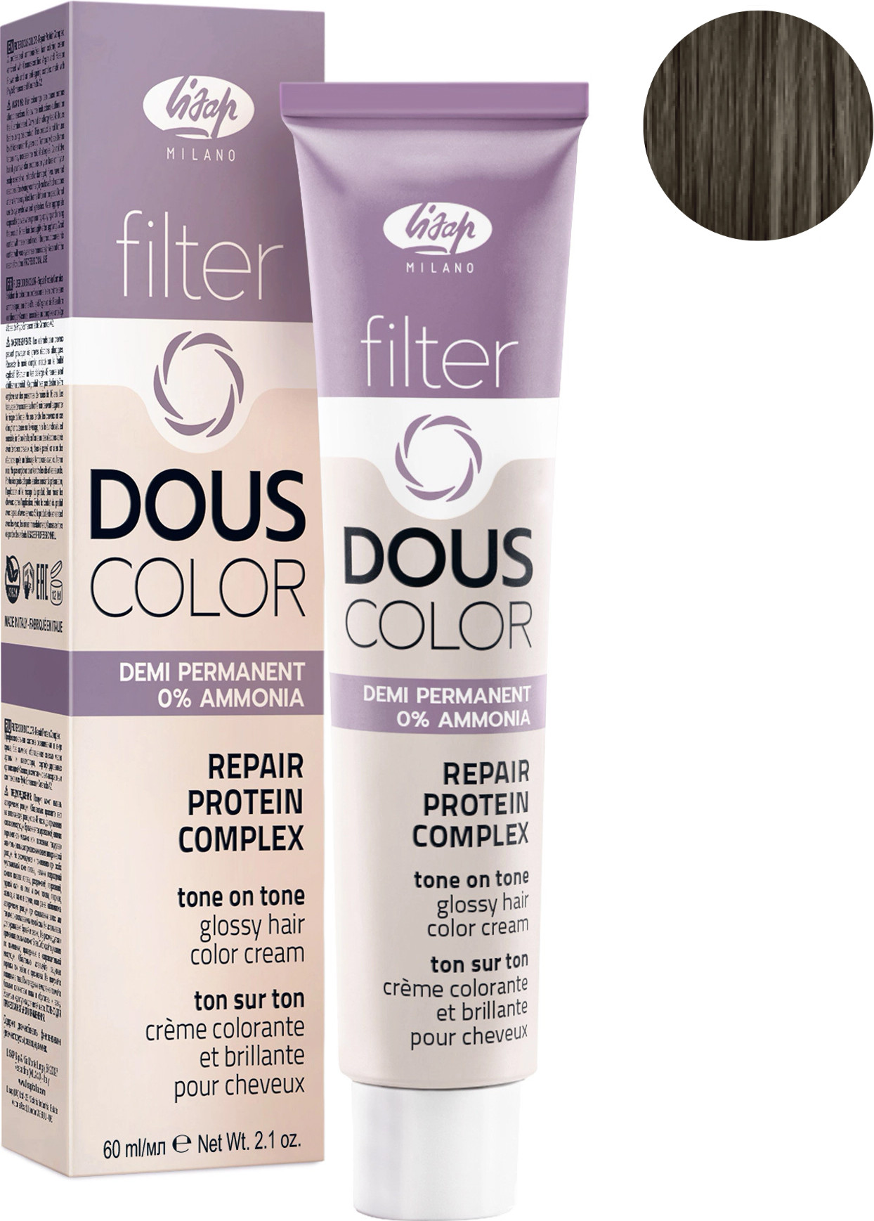 Крем-краска для волос Lisap Filter Dous Color тон 7/82 (60мл)
