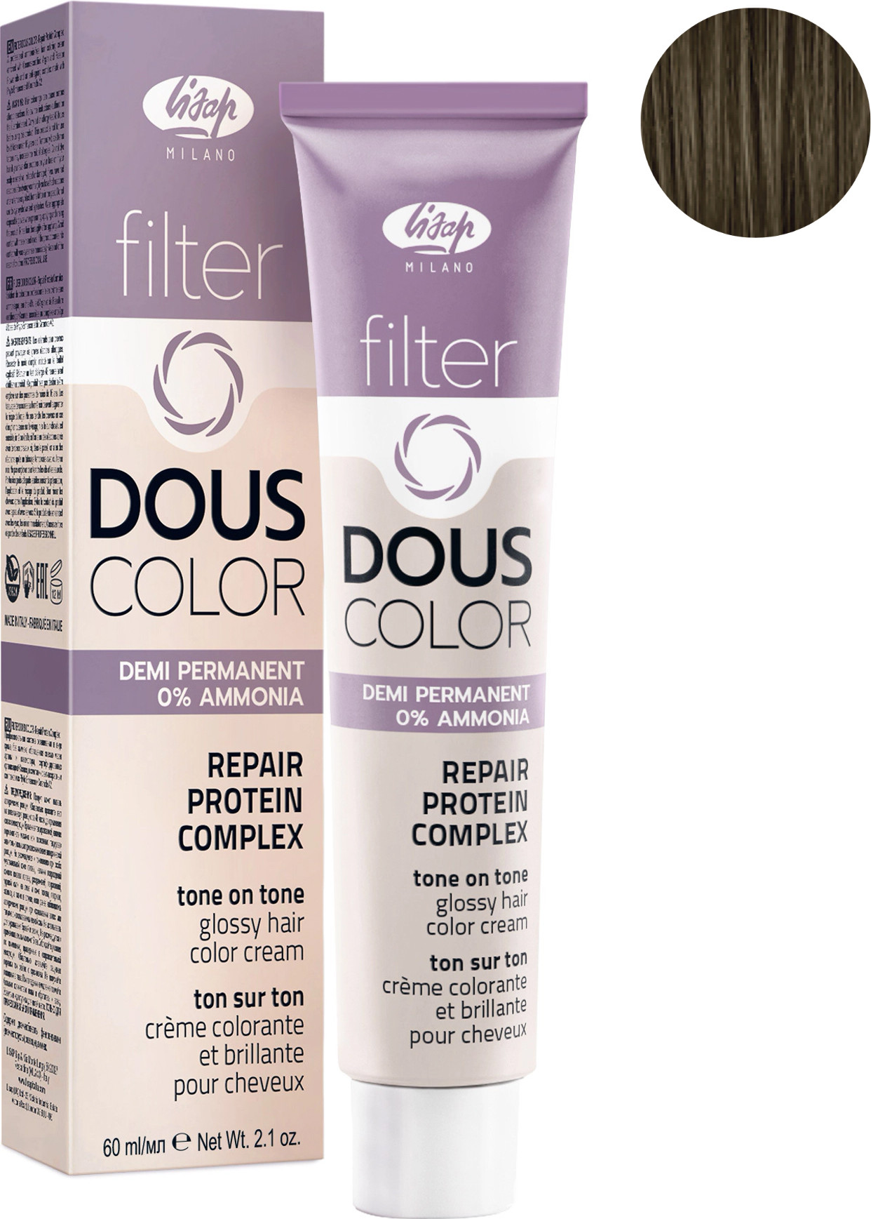 Крем-краска для волос Lisap Filter Dous Color тон 8/0 (60мл)