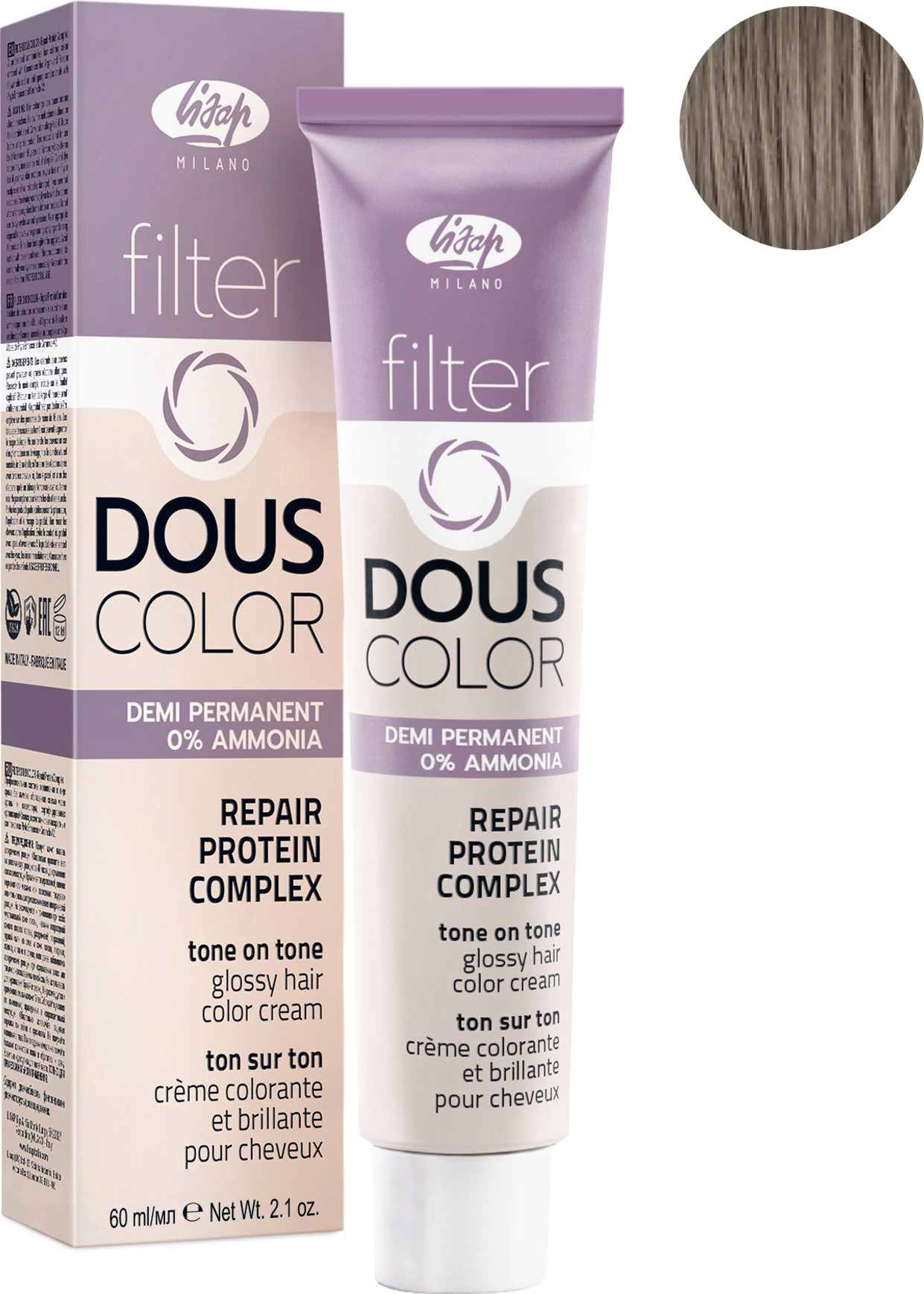 Крем-краска для волос Lisap Filter Dous Color тон 8/28 (60мл)