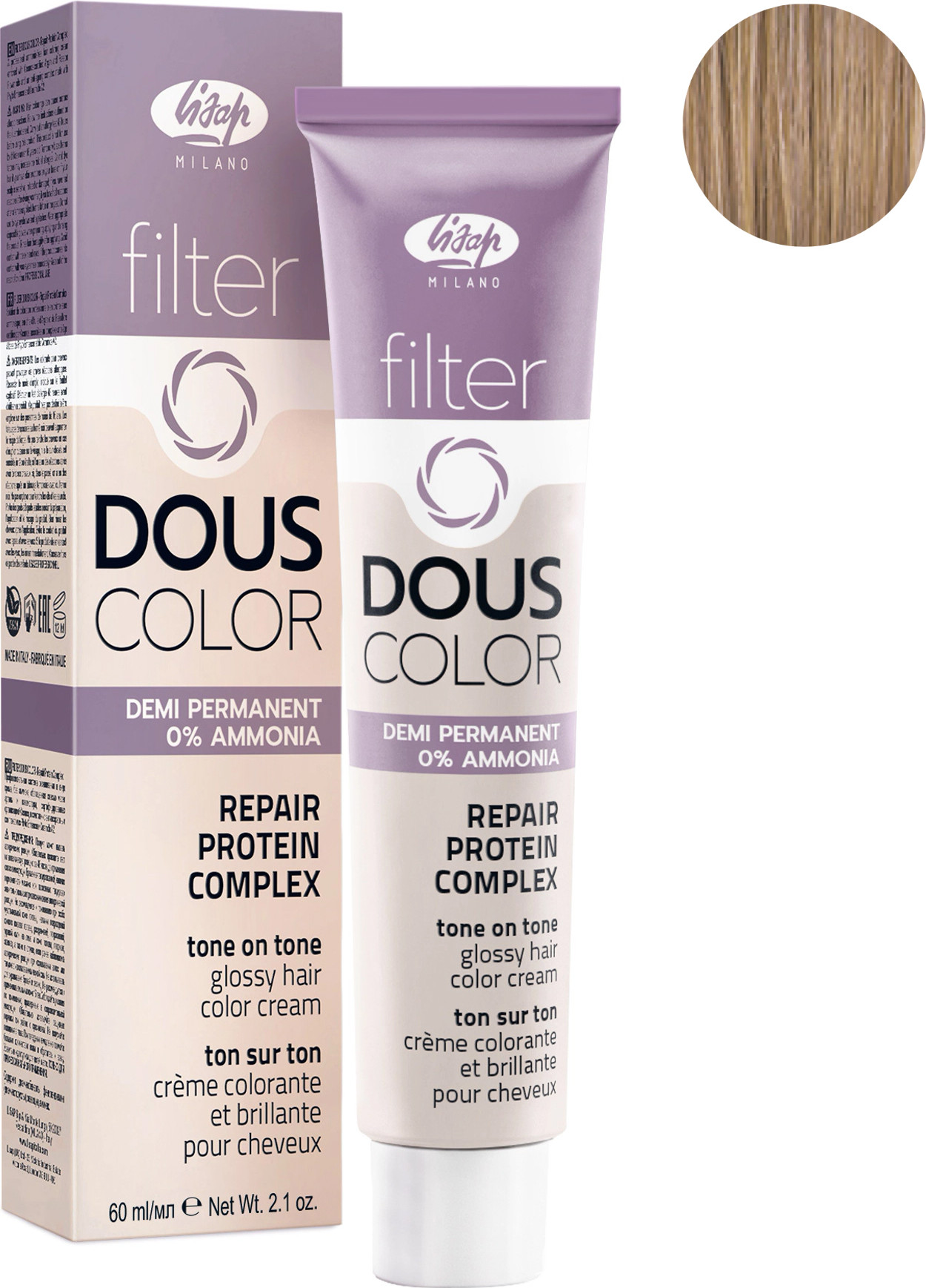 Крем-краска для волос Lisap Filter Dous Color тон 9/07 (60мл)