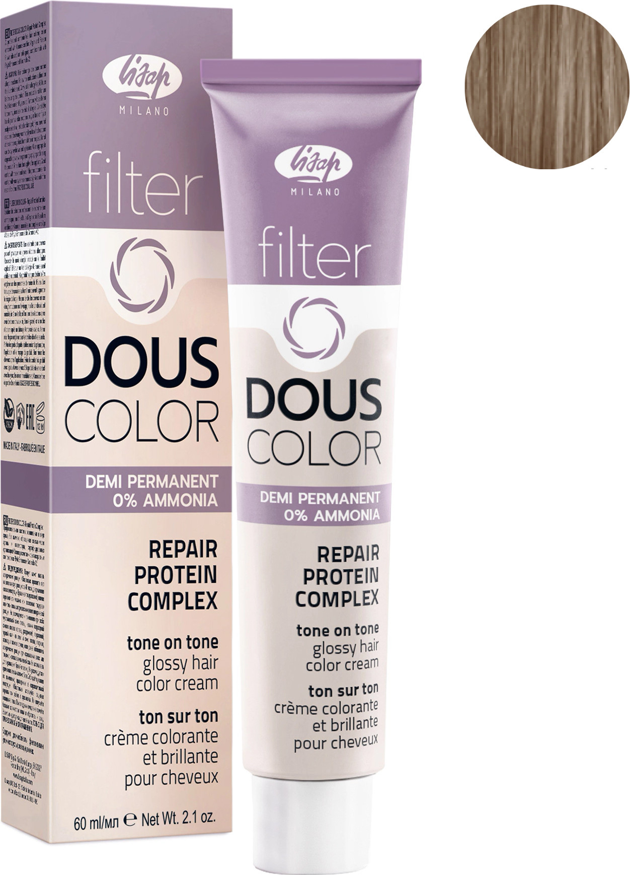 Крем-краска для волос Lisap Filter Dous Color тон 9/7 (60мл)