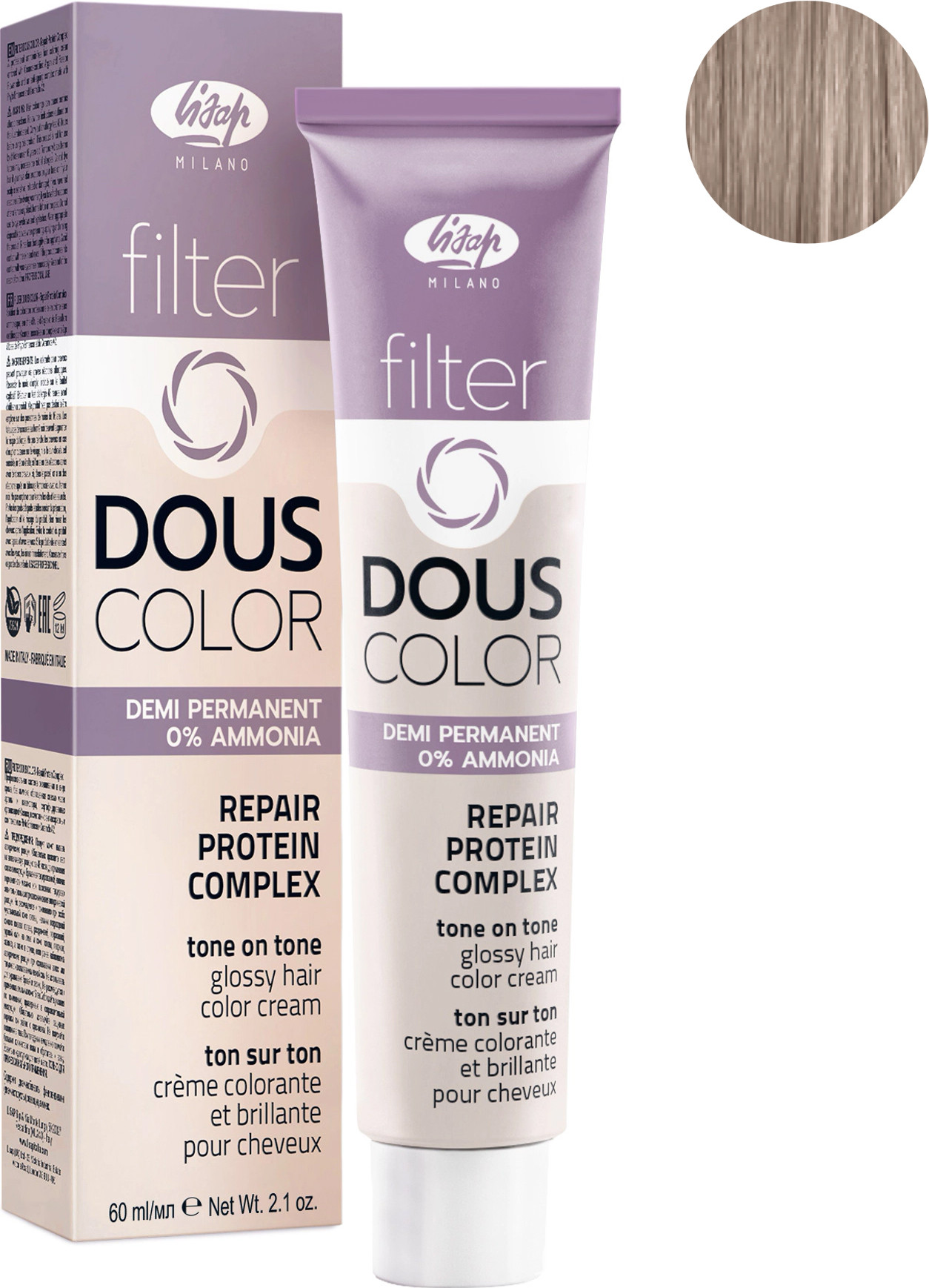 Крем-краска для волос Lisap Filter Dous Color тон 9/8 (60мл)