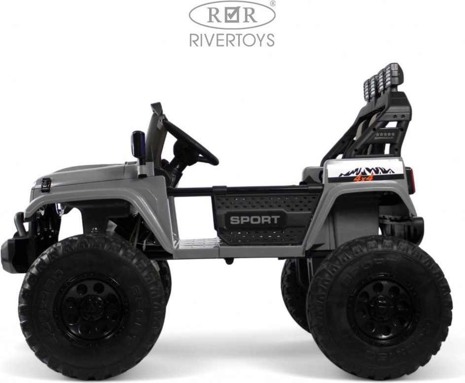 Детский автомобиль RiverToys Jeep / A222AA (серый) — фото 4
