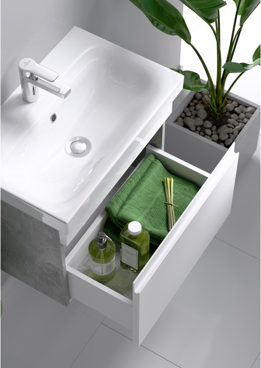 Тумба с умывальником Aqwella Smart 50 / SRT0105BS + Cersanit Moduo 50 Slim (S-UM-MOD50SL/1, подвесная) — фото 2