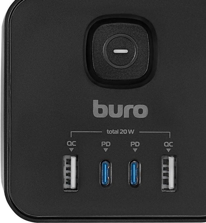 Сетевой фильтр Buro BU-PTE4.1UC-PLUS-B (1.5м, черный) — фото 4