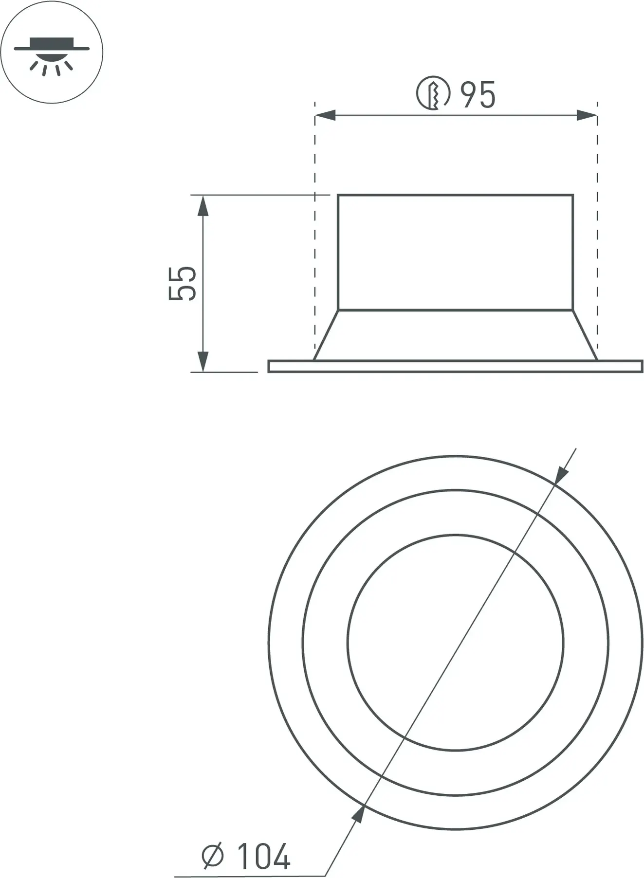 Точечный светильник Arlight MS-BREEZE-BUILT-R104-12W Warm3000 WH 90 deg 230V / 036615(1) — фото 2