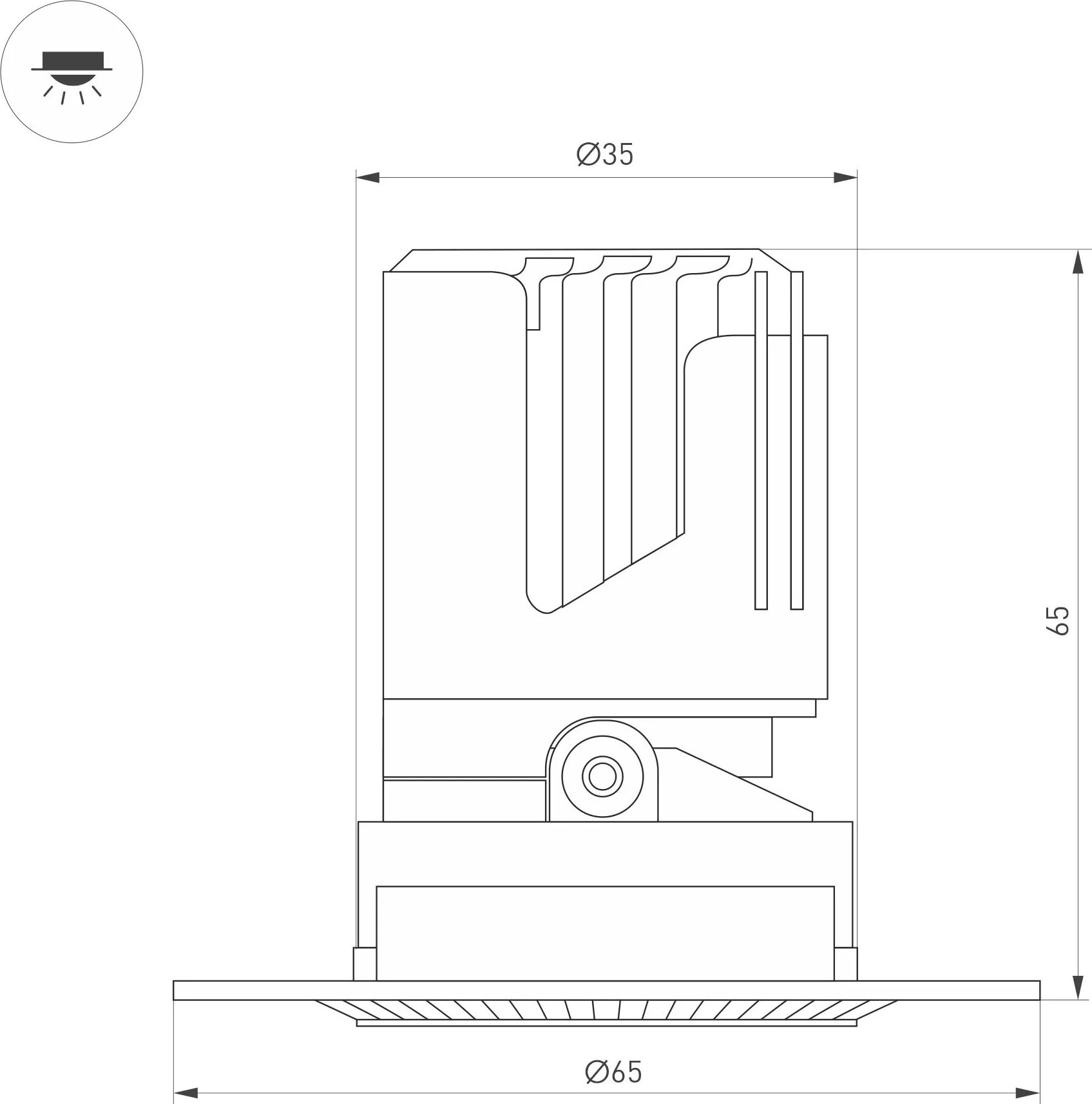 Точечный светильник Arlight MS-ARADO-TRIMLESS-R35-3W Warm3000 WH-WH 36 deg 230V / 052386 — фото 2