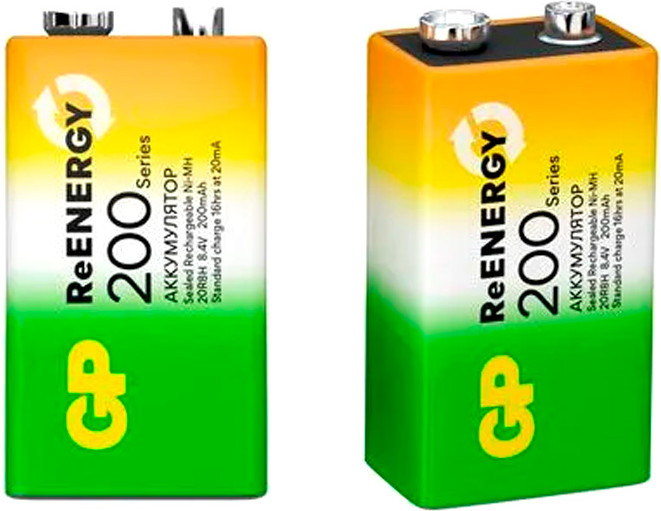 Аккумулятор GP Batteries 20R8H 9V NiMH 200mAh / GP 20R8HRGY-2CRCB1 — фото 2