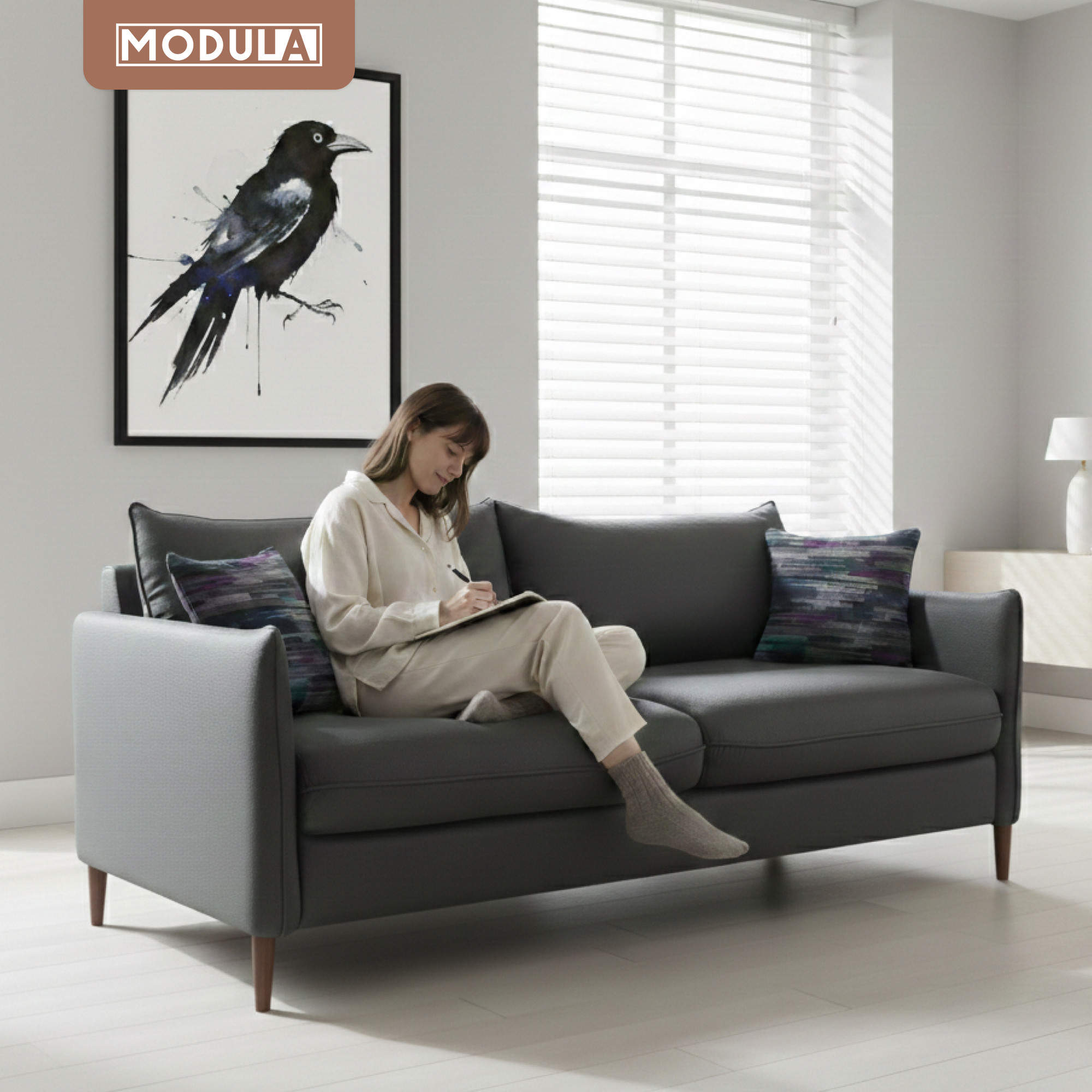 Диван MODULA Мега (нэшвилл 08/инсайд блю/опора венге) — фото 4