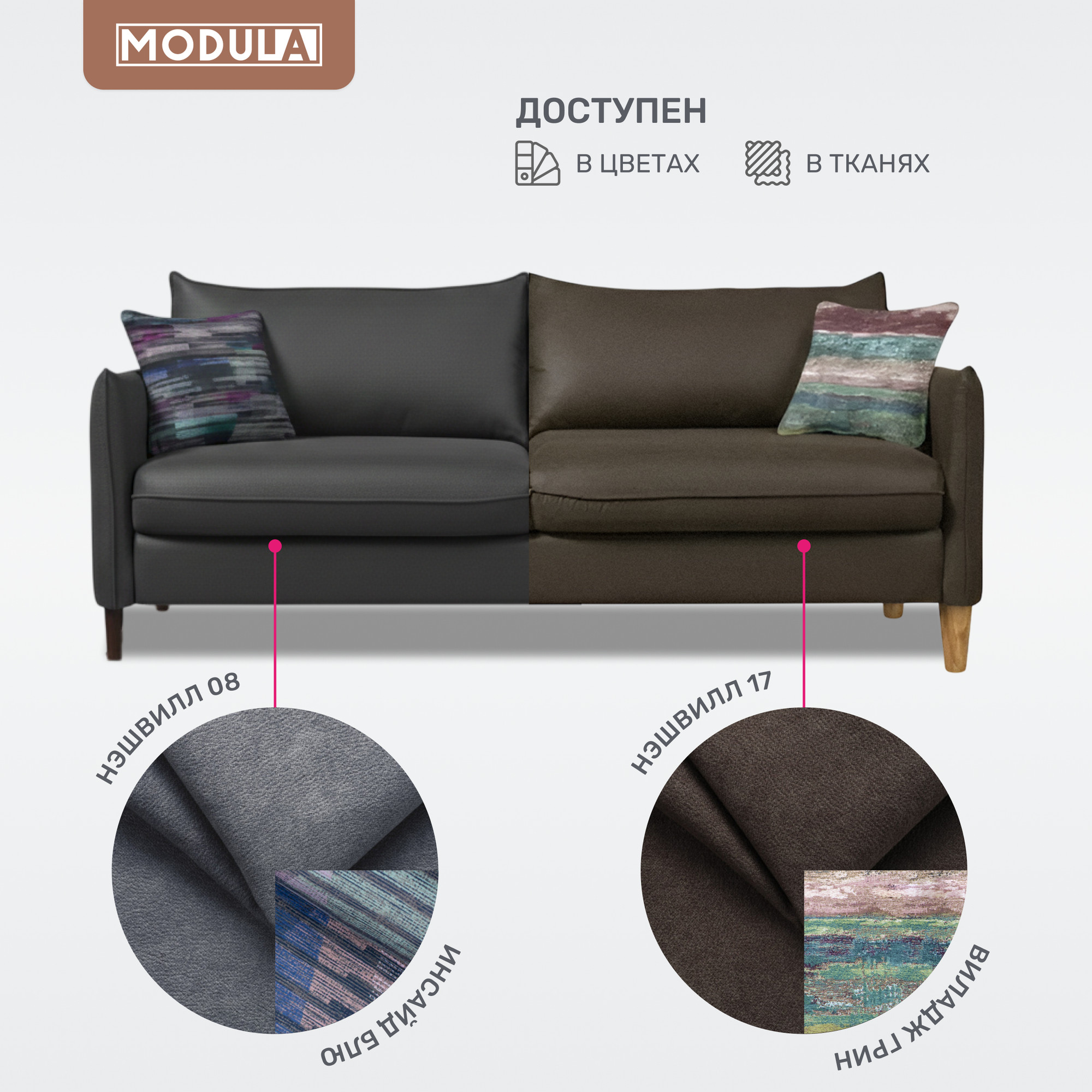 Диван MODULA Мега (нэшвилл 08/инсайд блю/опора венге) — фото 6