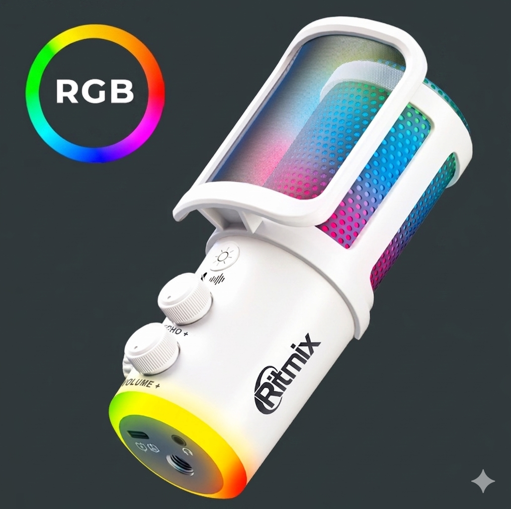 Микрофон Ritmix RDM-278 USB Gaming (белый) — фото 2