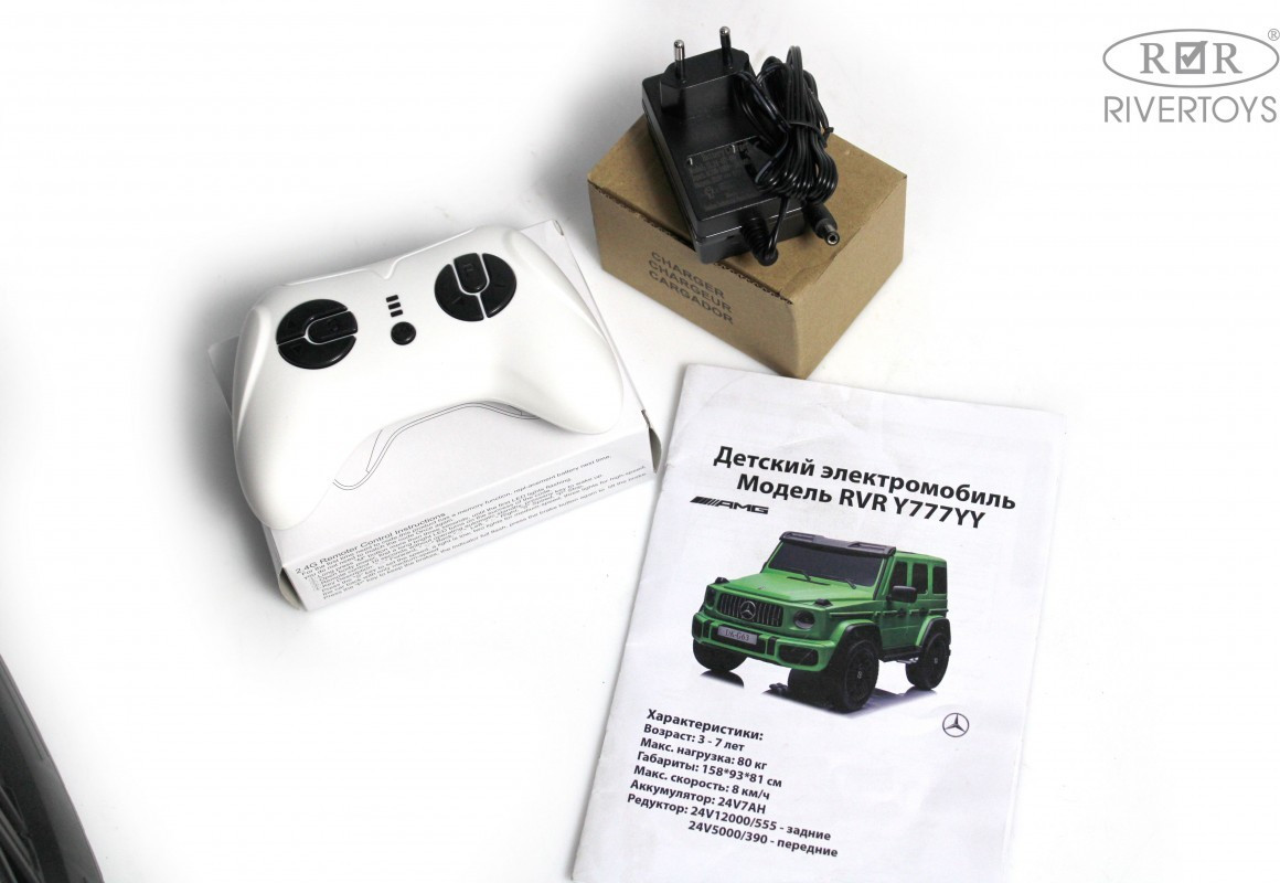 Детский автомобиль RiverToys Mercedes Benz G63 Y777YY (зеленый матовый) — фото 2