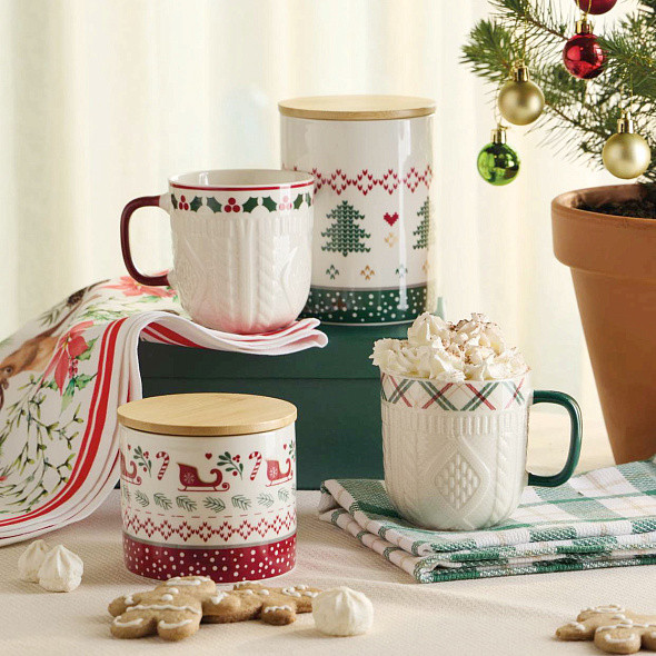 Набор кружек Andrea Fontebasso New Milk & Coffee Let It Snow Ягоды и клетка / NL614043042 — фото 2