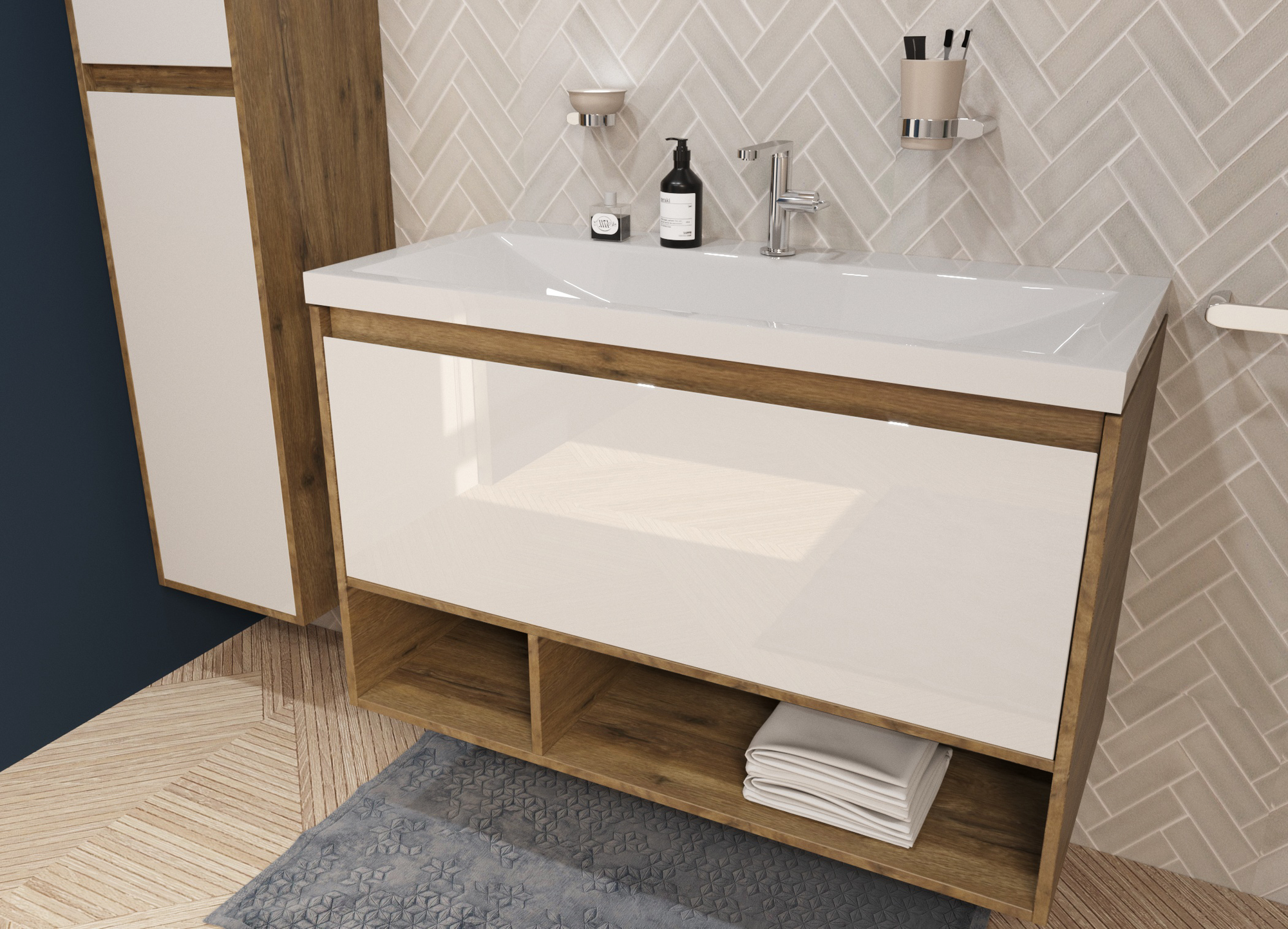Тумба под умывальник Эстет Monaсo Wood 100х48 1 ящик / ФР-00011317 — фото 2