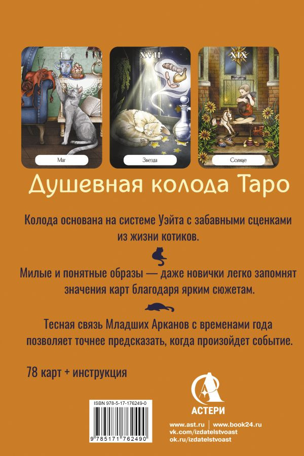 Гадальные карты АСТ Таро Мудрых котиков (Соллар Ольга 9785171762490) — фото 3