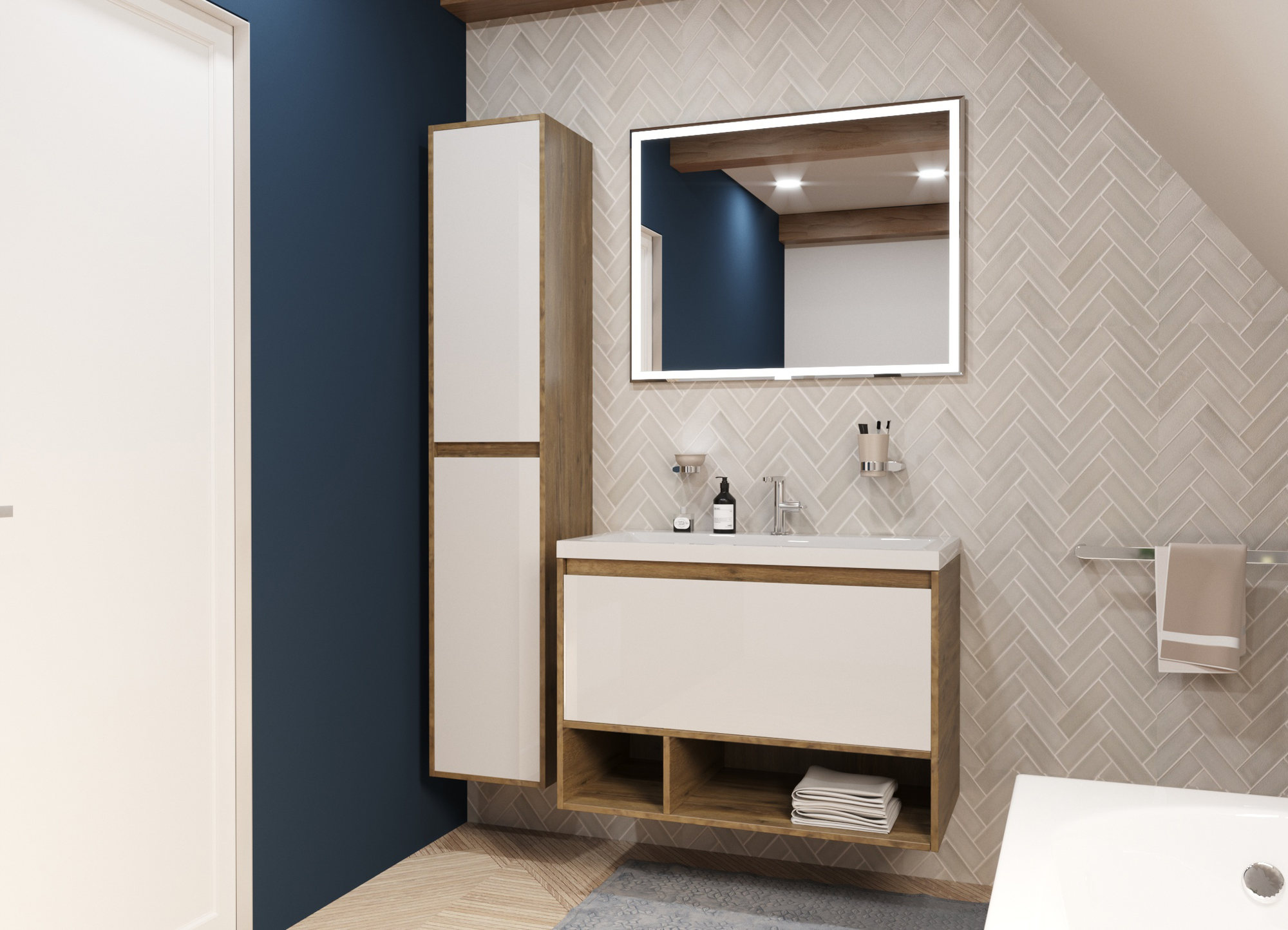 Тумба под умывальник Эстет Monaсo Wood 90х48 1 ящик / ФР-00010684 — фото 3