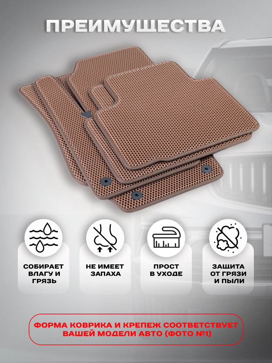 Комплект ковриков для авто Alicosta 1044_1-кор для Peugeot 208 хэтчбек 5 дв 2012-2016 (EVA соты, коричневый) — фото 2