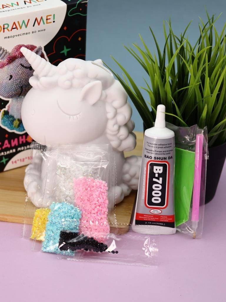 Набор для творчества ILikeGift Алмазная мозаика на копилке Draw Me! Unicorn / 156-TZ019 — фото 4