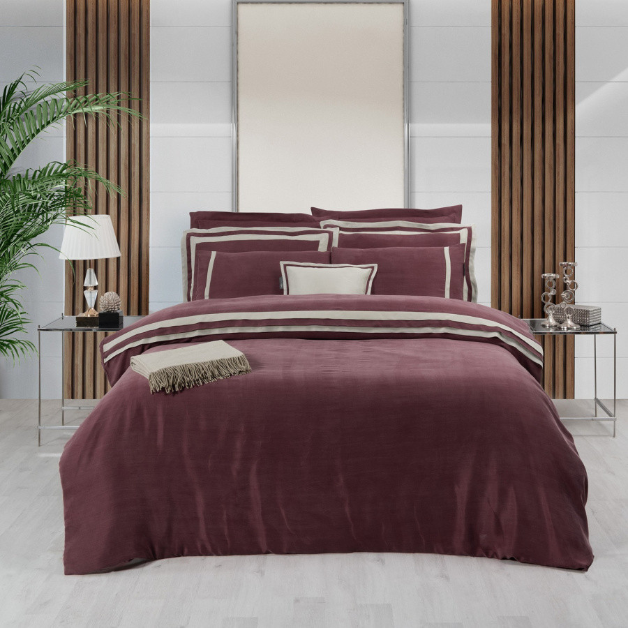 Комплект постельного белья Sarev Elite евро / N318 Kimera Cupro Vegan Silk v8/Bordo