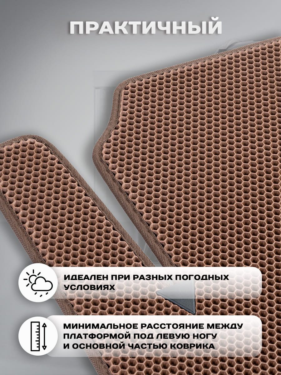 Комплект ковриков для авто Alicosta 2554_1-кор для Jeep Grand Cherokee V SUV/WL 6 мест 2021-н.в. (EVA соты, коричневый) — фото 3