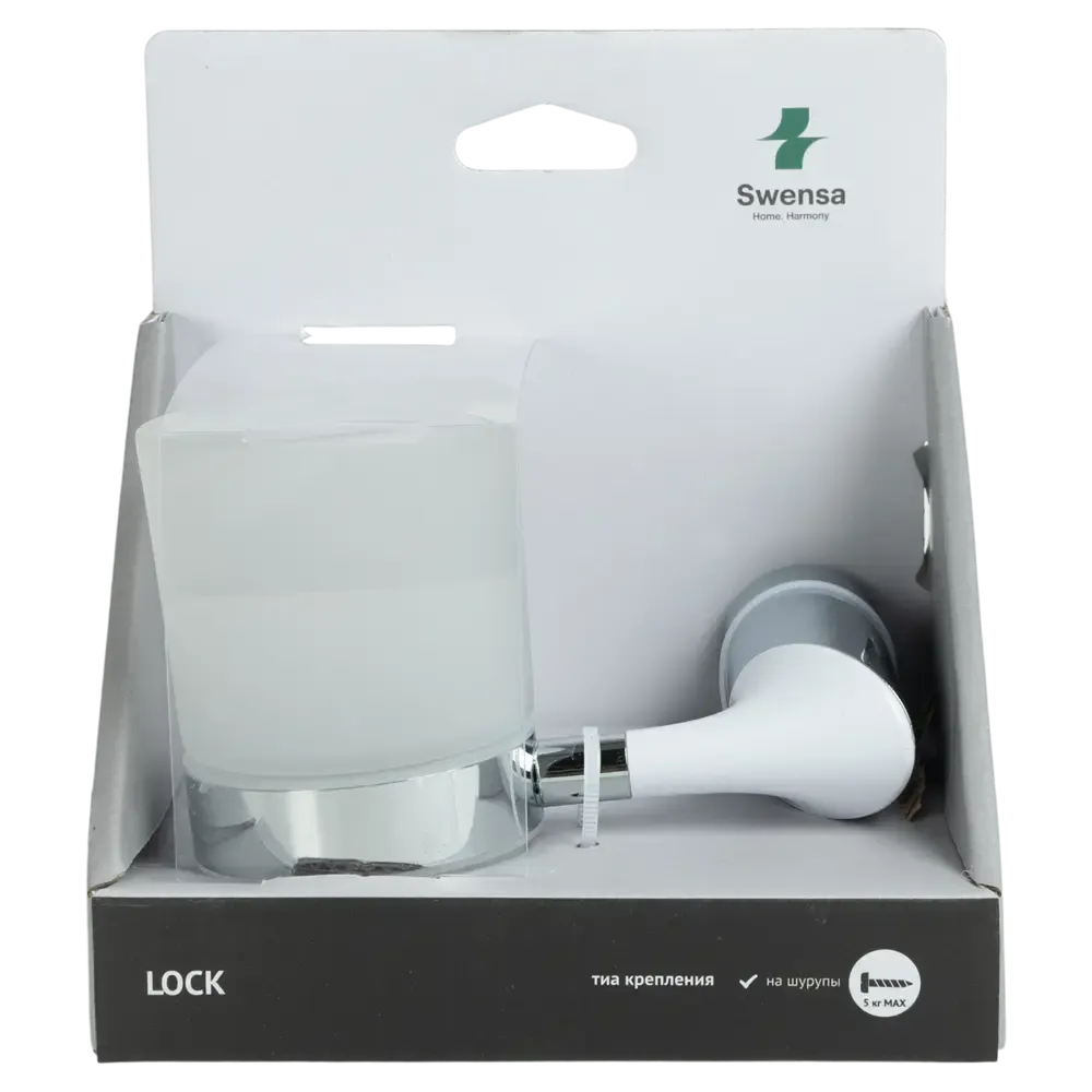 Стакан для зубной щетки и пасты SWENSA Lock SWR-6600-33-CRM (белый/хром) — фото 3