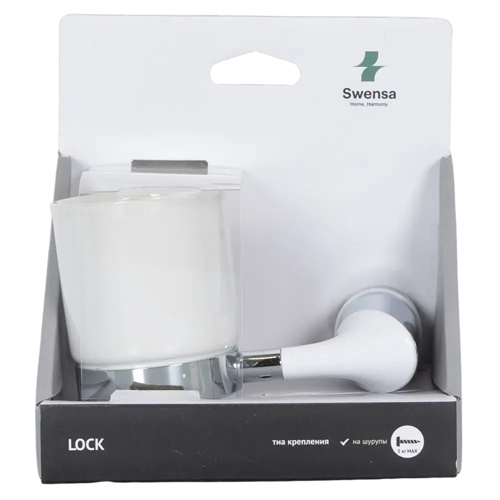 Стакан для зубной щетки и пасты SWENSA Lock SWR-6600-03-CRM (белый/хром) — фото 4