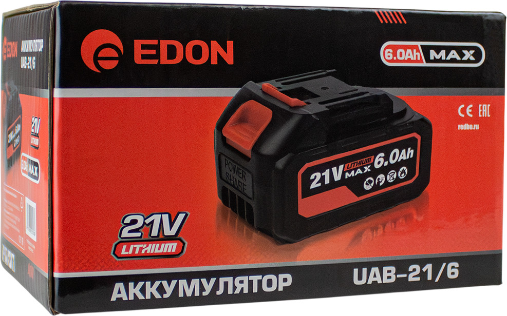 Аккумулятор для электроинструмента Edon UAB-21/6.0 / 22684_1 — фото 4