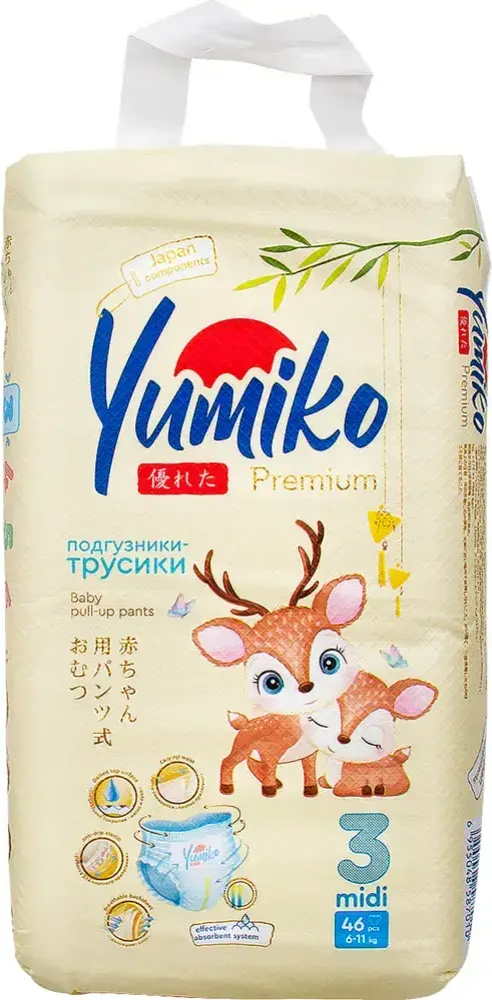 Подгузники-трусики детские Yumiko 3M (46шт)