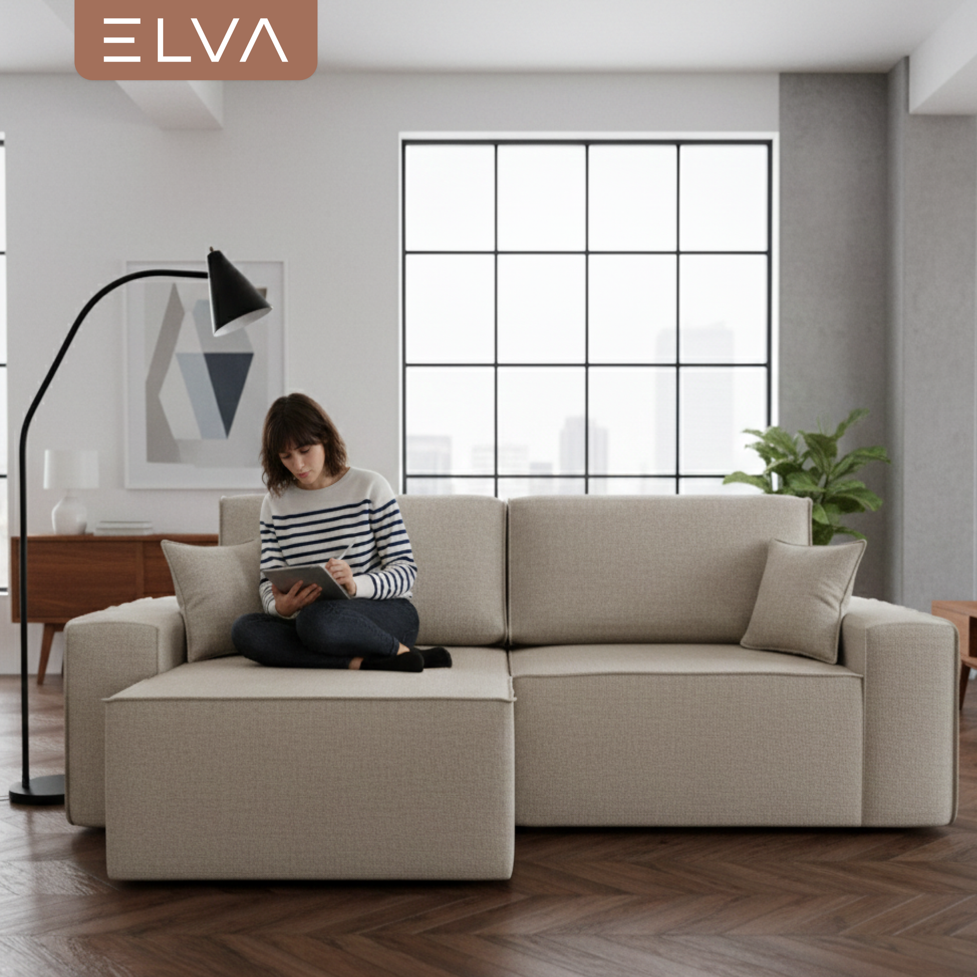 Диван угловой ELVA Кубо А4Л-Е6С-Е1С-А4П левый (Muza 05) — фото 5