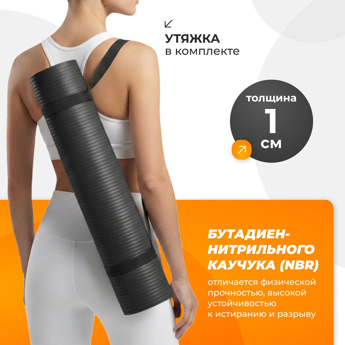 Коврик для йоги и фитнеса Sundays Fitness IR97505C (черный) — фото 3