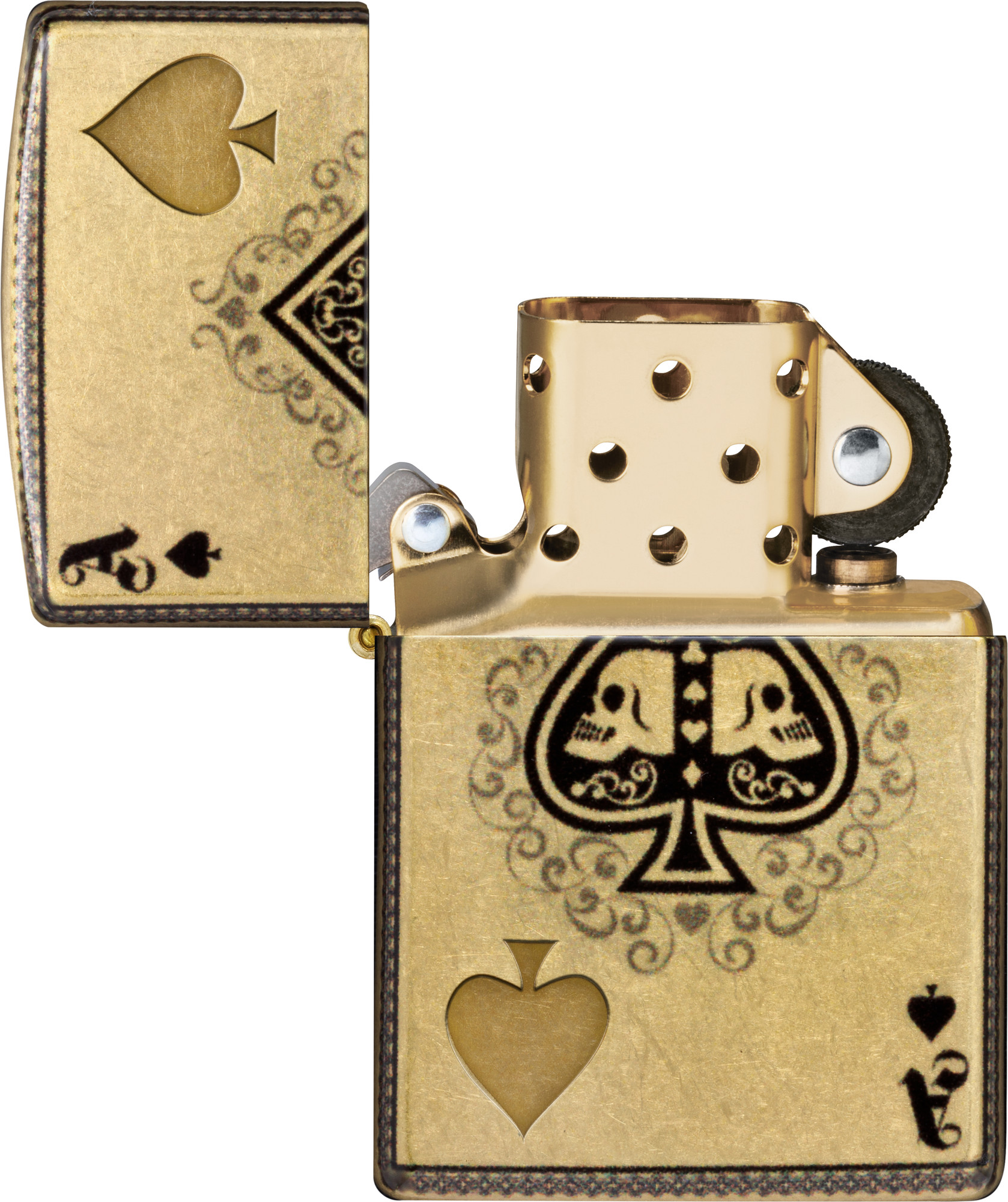 Зажигалка Zippo Ace of Skulls Design / 46388 (золотистый) — фото 2