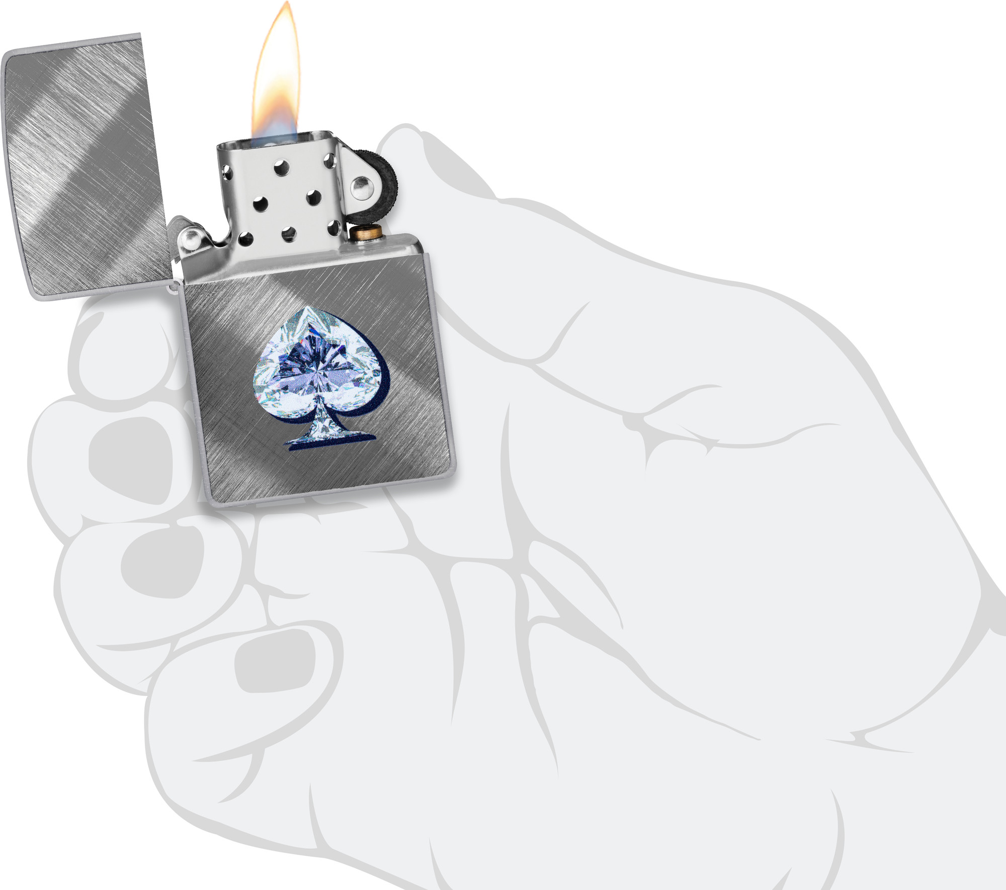 Зажигалка Zippo Gleaming Spade Design / 46472 (серебристый) — фото 6