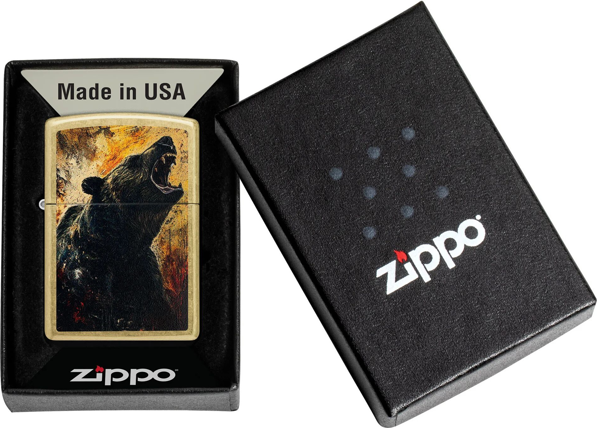 Зажигалка Zippo Grizzly Roar Design / 46695 (золотистый) — фото 5