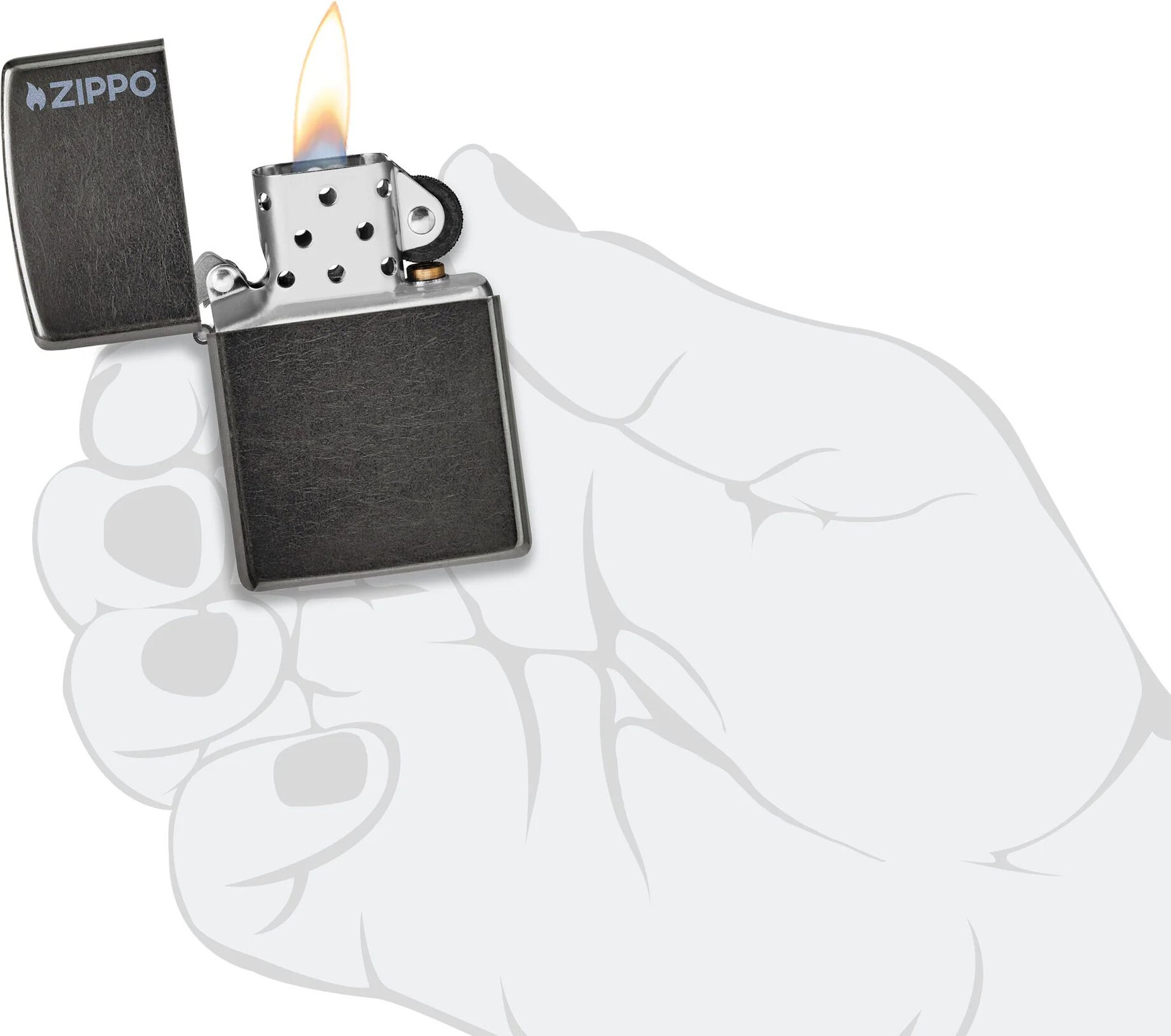 Зажигалка Zippo Logo / 28378ZL (серый) — фото 6