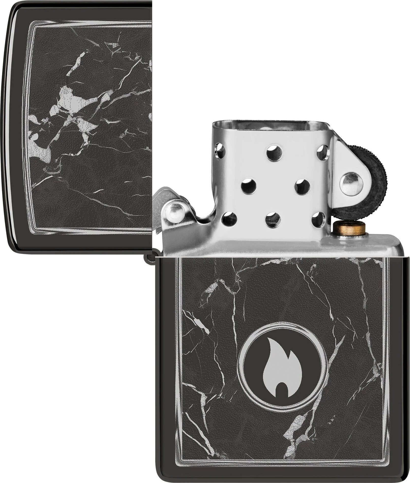 Зажигалка Zippo Marble Flame / 46571 (черный) — фото 2