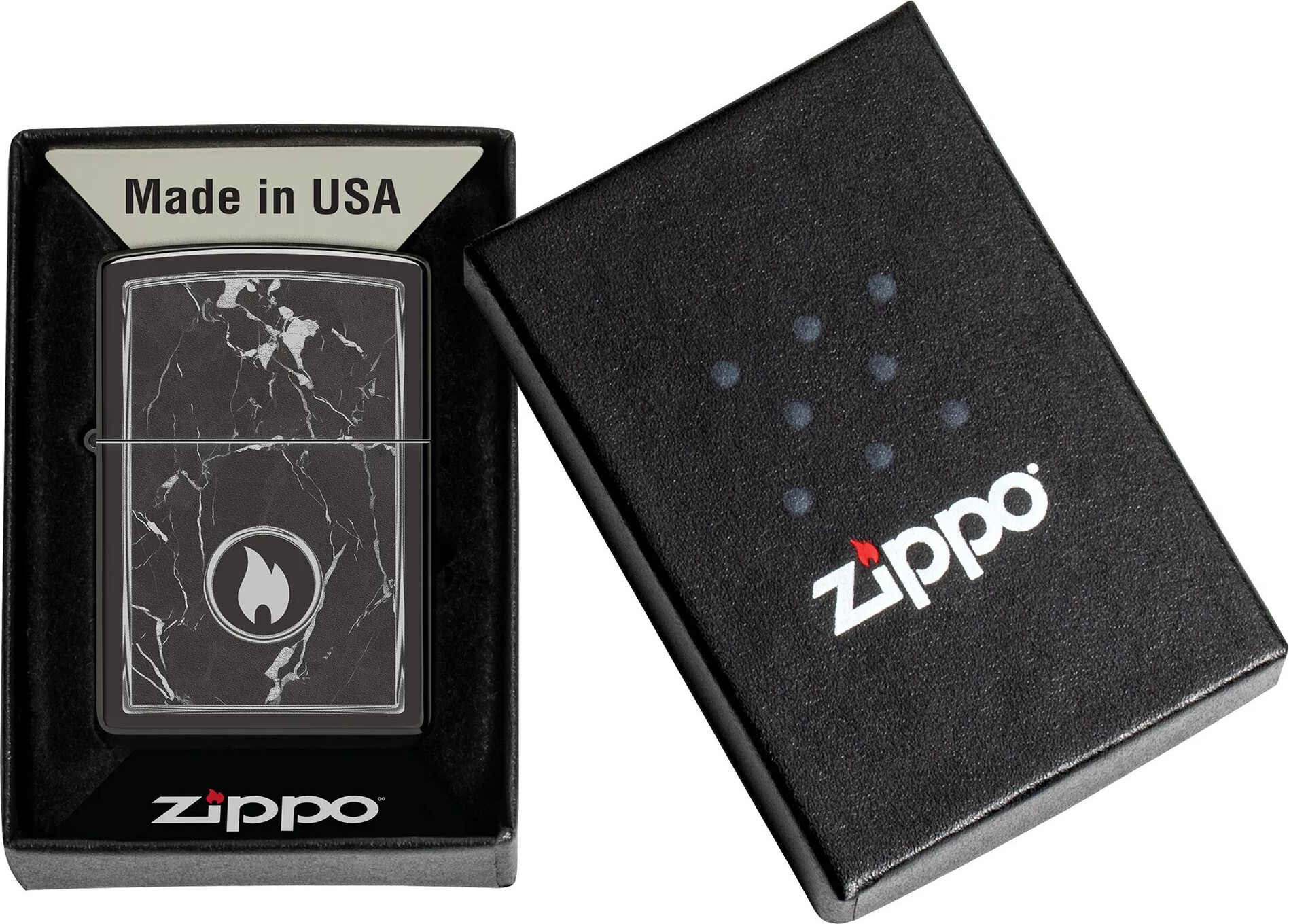 Зажигалка Zippo Marble Flame / 46571 (черный) — фото 5