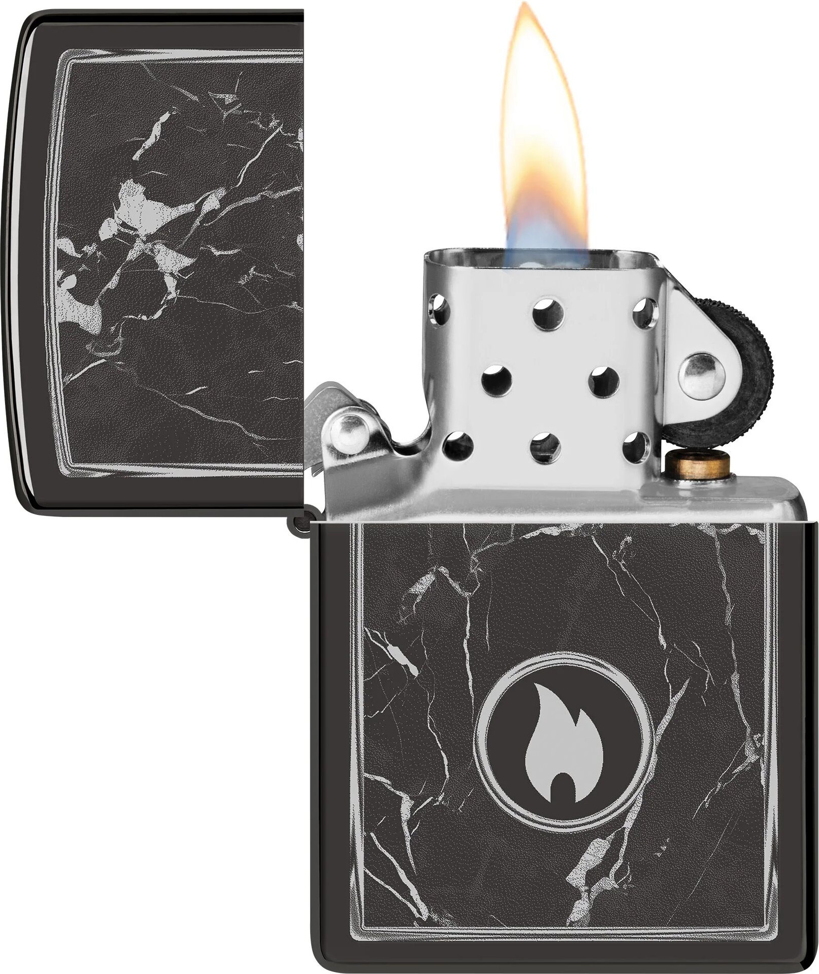 Зажигалка Zippo Marble Flame / 46571 (черный) — фото 3