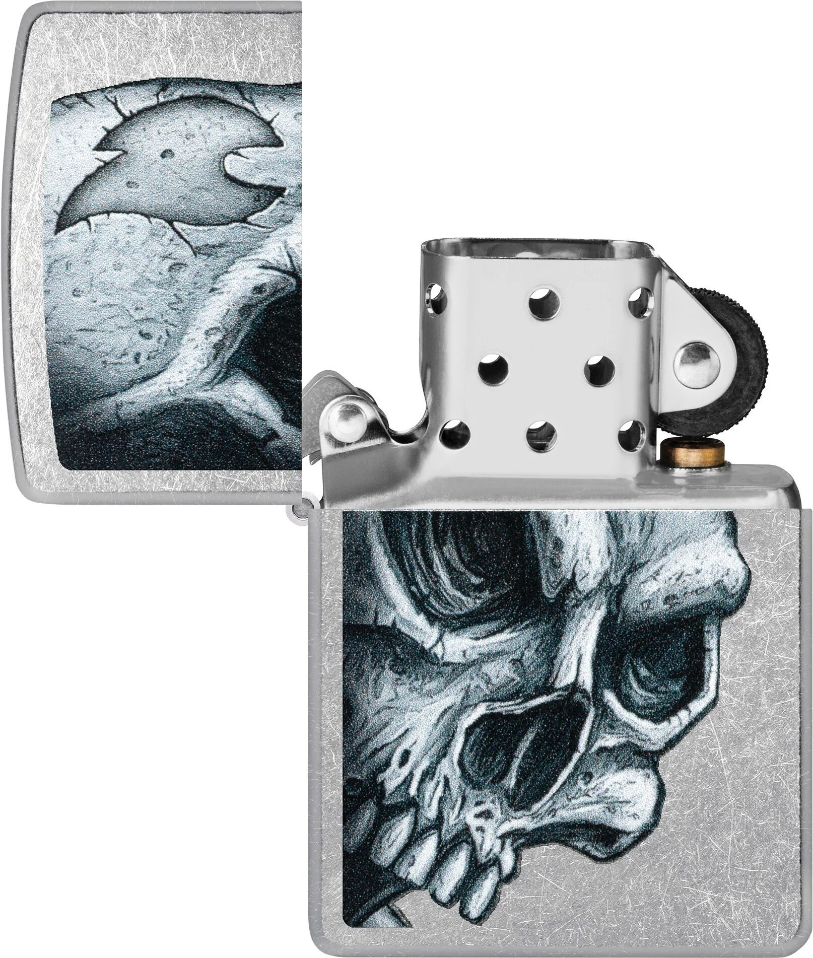 Зажигалка Zippo Skull and Flame / 46587 (серебристый) — фото 2
