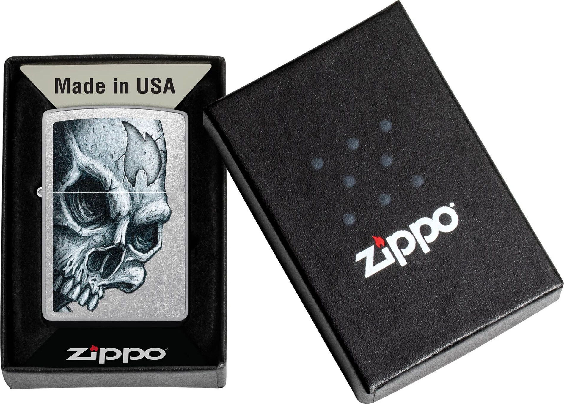 Зажигалка Zippo Skull and Flame / 46587 (серебристый) — фото 5