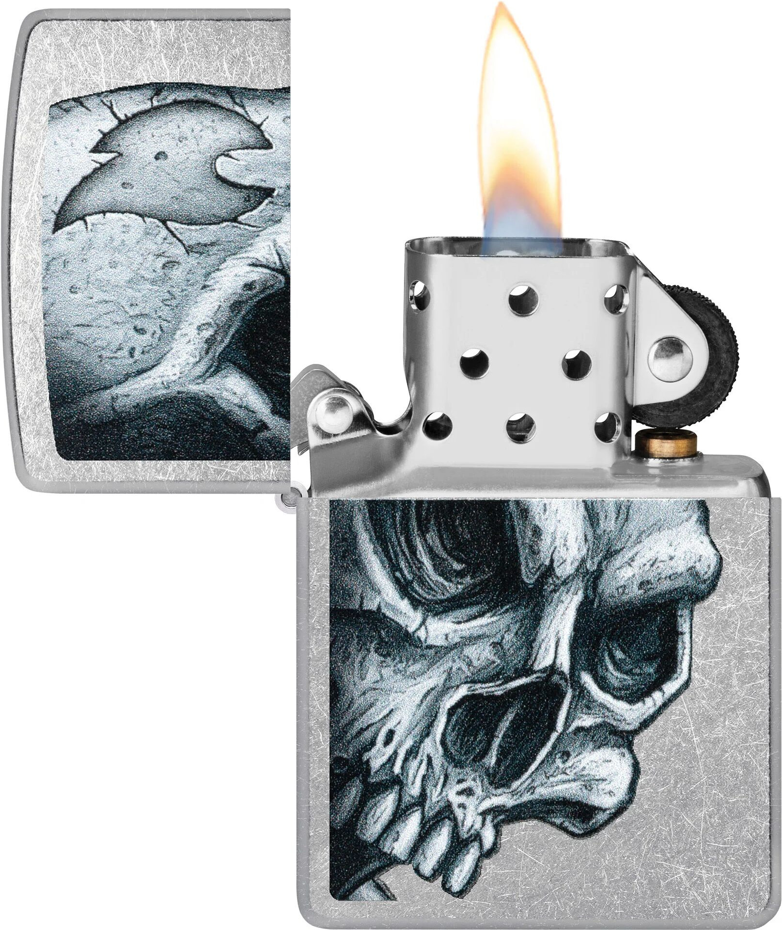 Зажигалка Zippo Skull and Flame / 46587 (серебристый) — фото 3