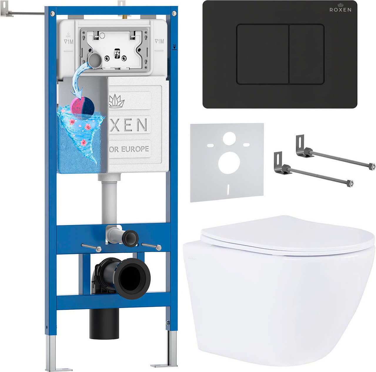 Унитаз подвесной с инсталляцией Roxen StounFix Dual Fresh 868504
