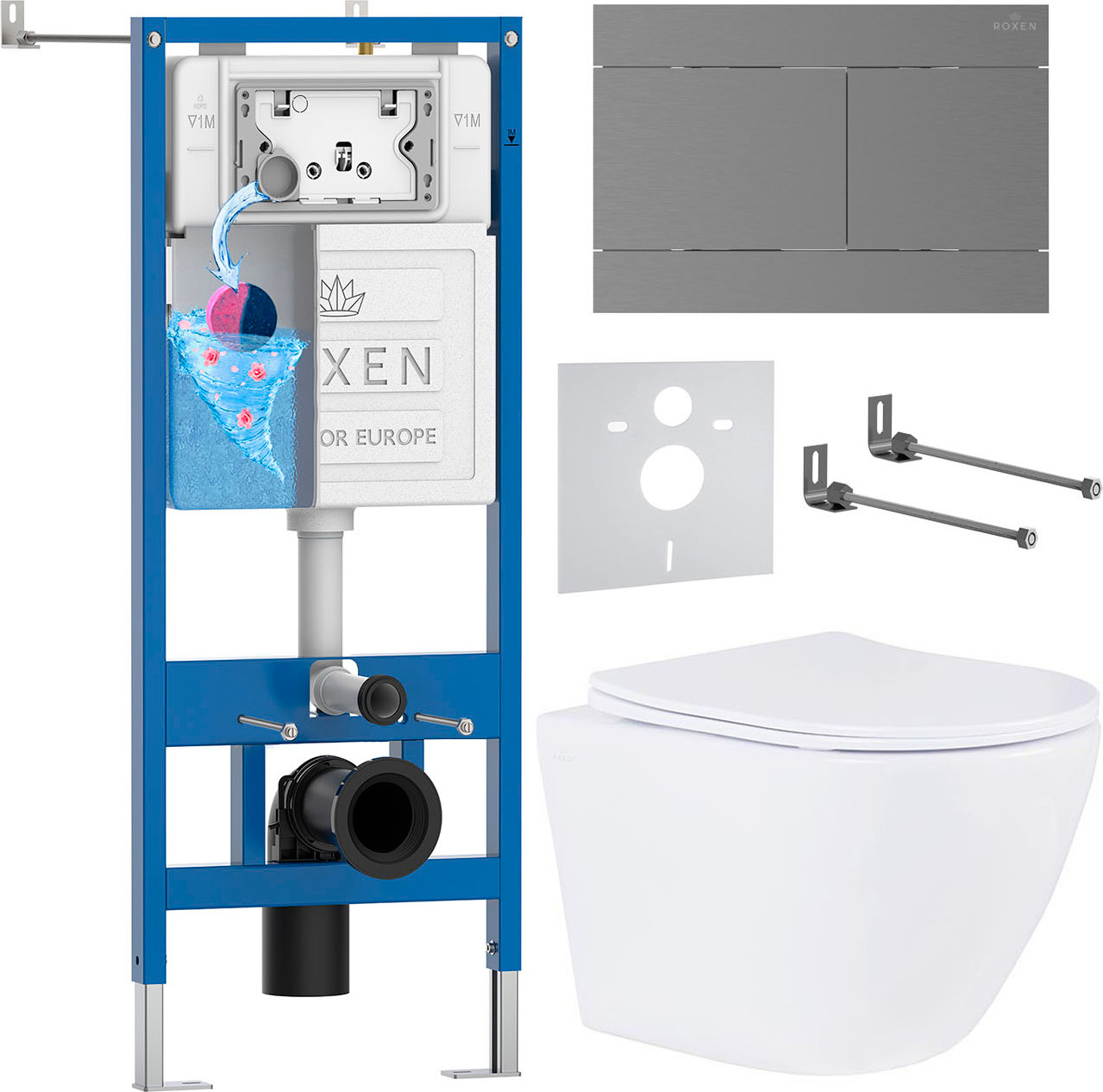 Унитаз подвесной с инсталляцией Roxen StounFix Dual Fresh 868609