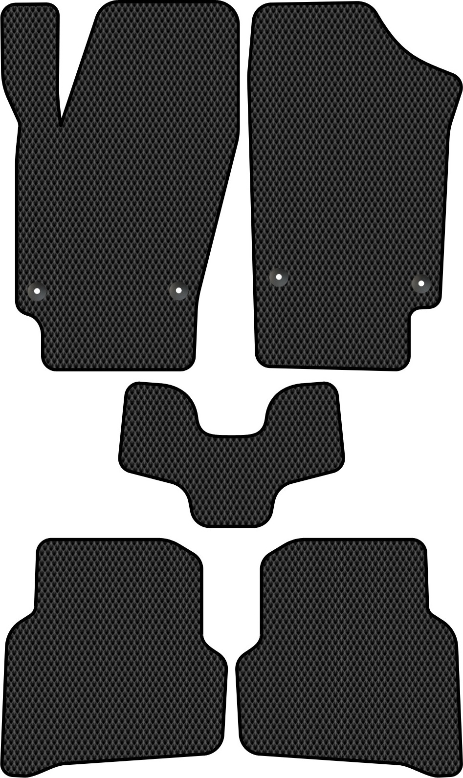 Комплект ковриков для авто Alicosta 1413_2 для Volkswagen Polo V седан/614/604/612/602/6C1 2008-2020 (EVA ромб, черный) — фото 1