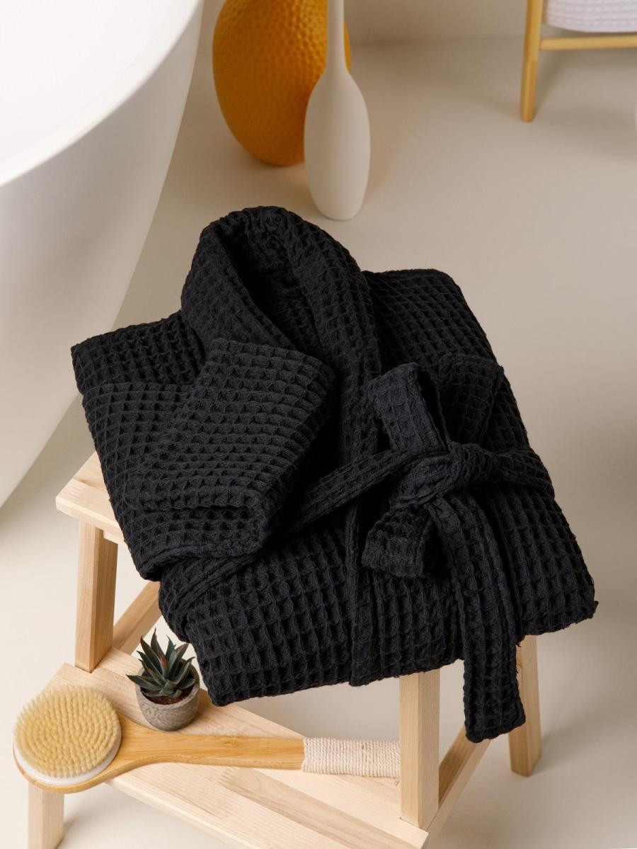 Халат Urban Family Хлопчатобумажный вафельный (р-р 58-60, Black) — фото 4