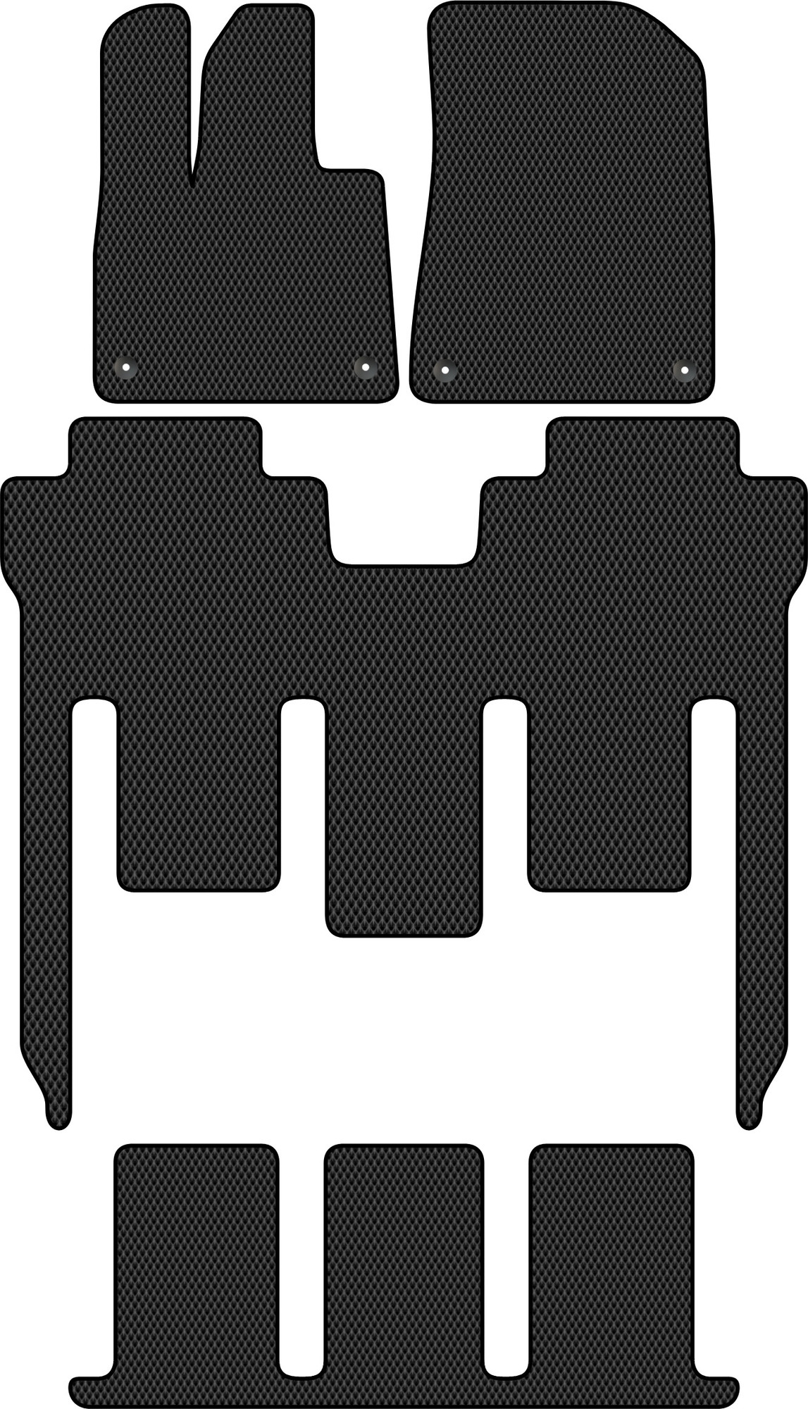 Комплект ковриков для авто Alicosta 2507_2 для Voyah Dreamer I минивэн +3 ряд 2021-н.в. (EVA ромб, черный)