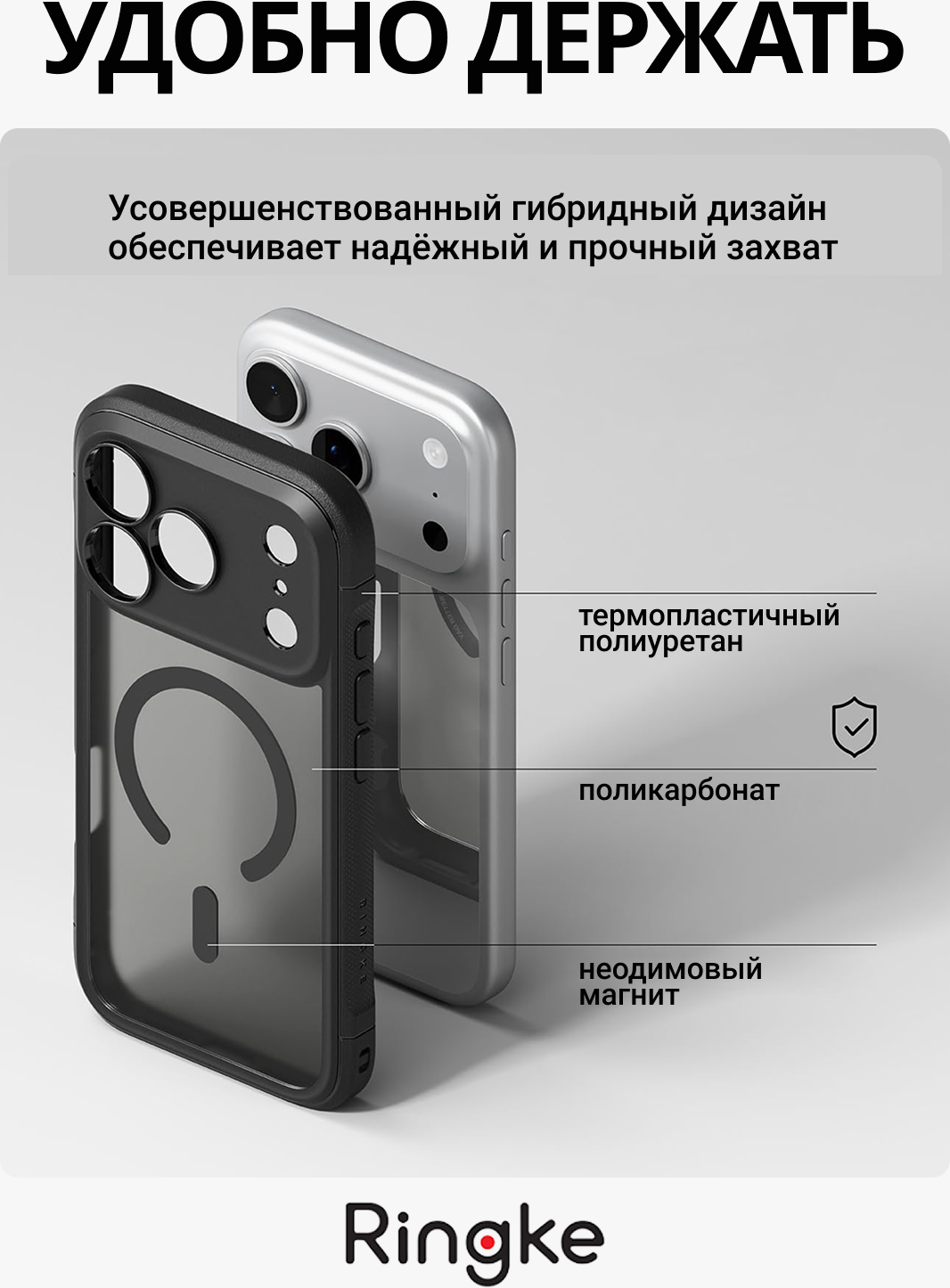 Чехол-накладка Ringke Fusion Bold Magnetic Для Iphone 17 Pro (Matte Smoke) — фото 4