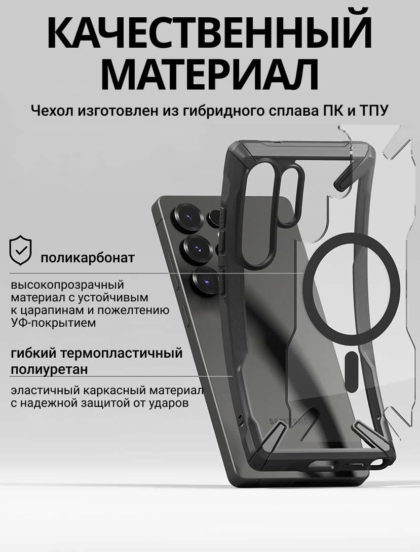 Чехол-накладка Ringke Fusion X Magnetic Для Galaxy S25 Ultra (черный) — фото 6