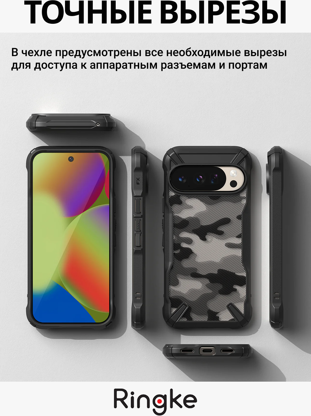 Чехол-накладка Ringke Fusion X Для Pixel 10/10 Pro (Camo Black) — фото 5