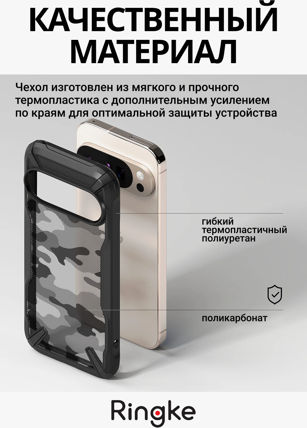 Чехол-накладка Ringke Fusion X Для Pixel 10/10 Pro (Camo Black) — фото 3